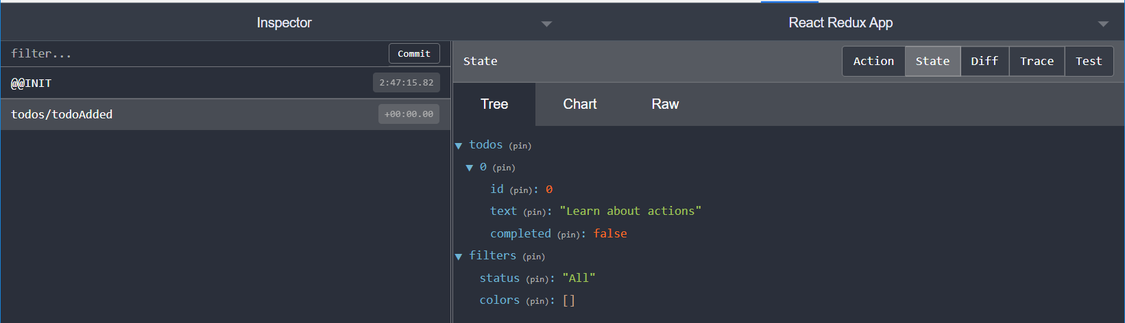 Redux DevTools Extension: state tab